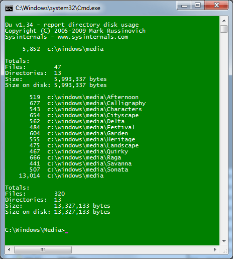 windows directory size