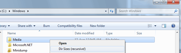 list folder size