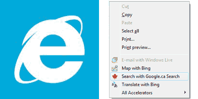 Search with Google Canada Shortcut for IE
